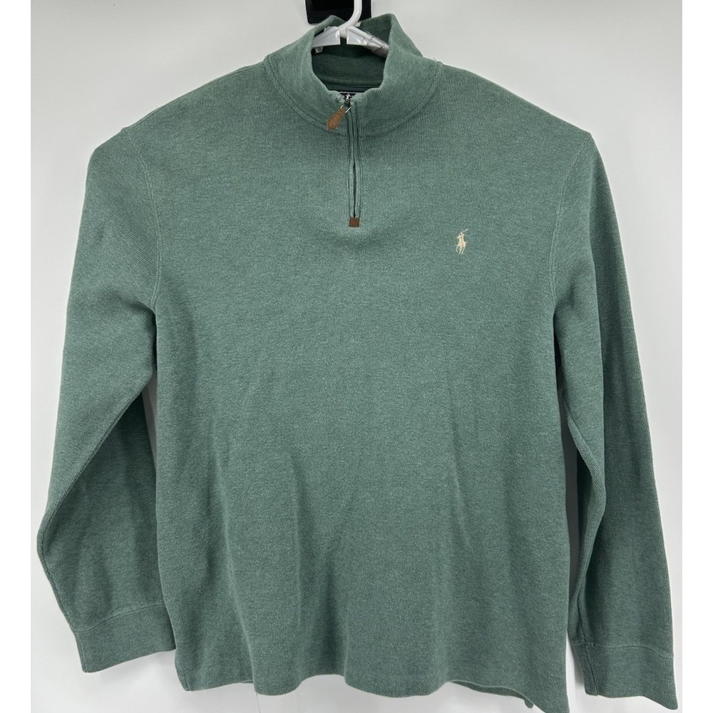 Polo Ralph‎ Lauren Cotton Quarter Zip Pullover Long Sleeve Green Men's 2XL